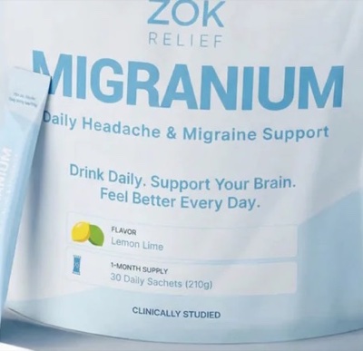 Migranium daily headache and migraine support stick packs by Zok Relief